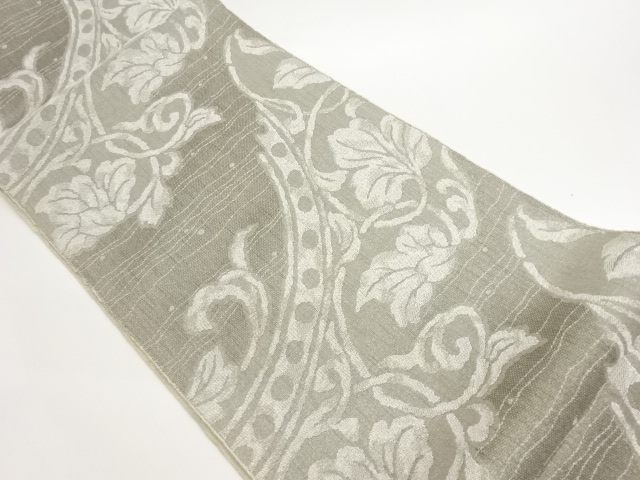 金通し葉唐草模様織出し袋帯